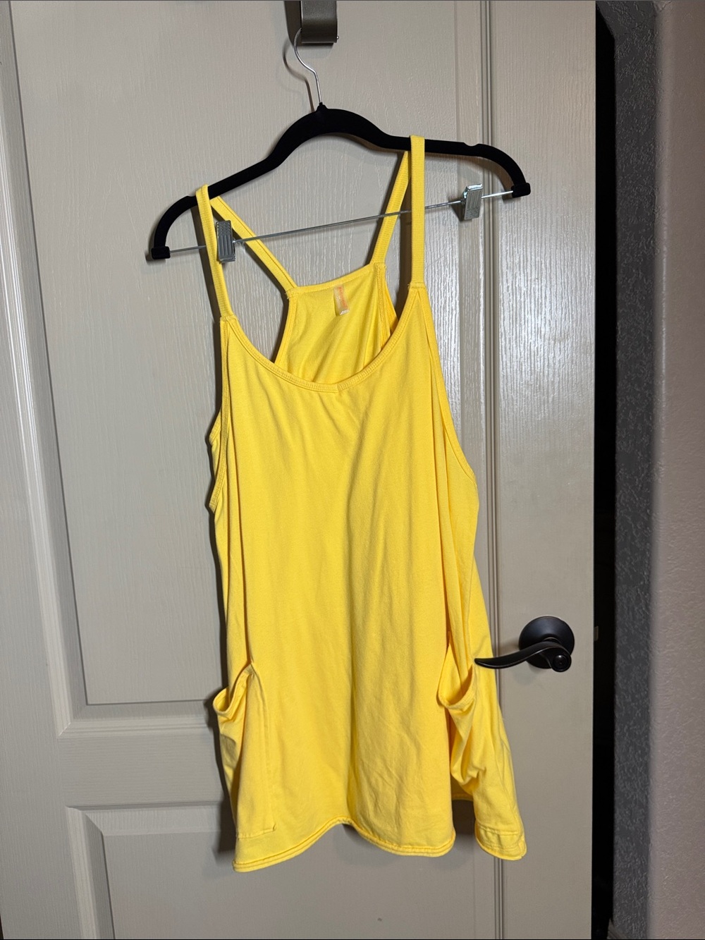 Women’s Yellow Sleeveless Tank Top Shorts Dress Romper with Pockets Size M